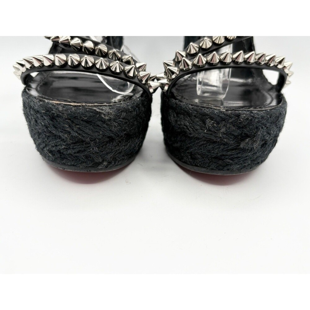 Christian Louboutin Mafaldina 120 Black Patent Wedge Sandals Spikes Size EU 35 - Picture 7 of 10